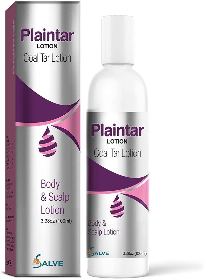 SALVE Plaintar Coal Tar Lotion (100 ml / 3.38 fl oz) - Leave-On Body & Scalp Lotion for Flaky Dry and Psoriasis-Prone Skin - Image 1